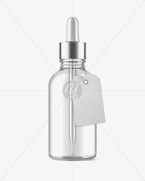 50ml Clear Glass Dropper Bottle W/ Kraft Label Mockup