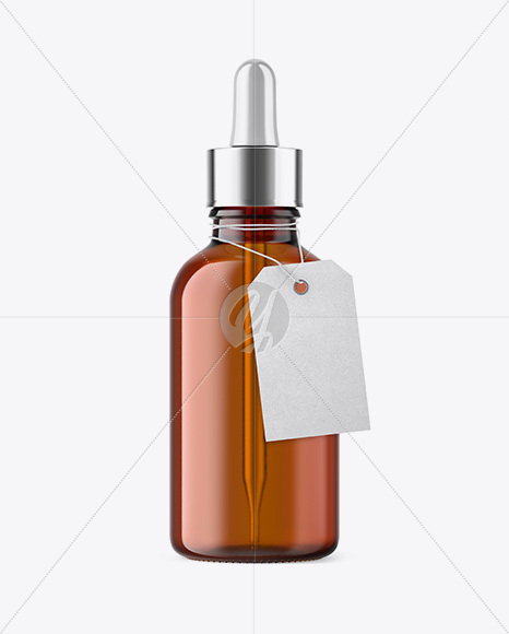 50ml Amder Glass Dropper Bottle W/ Kraft Label Mockup