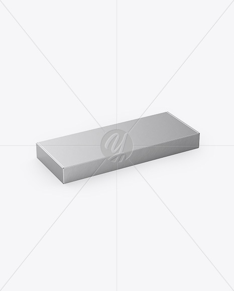 Metallic Box Mockup - Half Side View (High-Angle Shot)