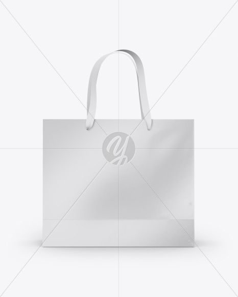 Glossy Bag with Raised Up Handles Mockup - Front &amp; Top Views