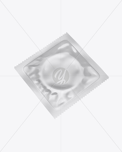 Glossy Square Condom Packaging Mockup - Half Side View - Free Download