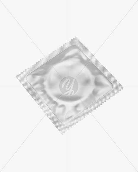 Matte Square Condom Packaging Mockup - Half Side View - Free Download