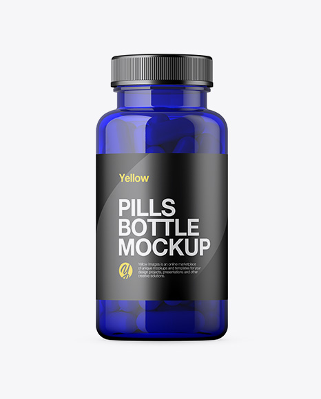 Blue Plastic Bottle With Pills Mockup - Blue+Bottle+With+Pills+Mockup+Exclusive+Mockups