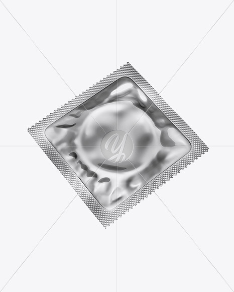 Metallic Square Condom Packaging Mockup - Half Side View - Free