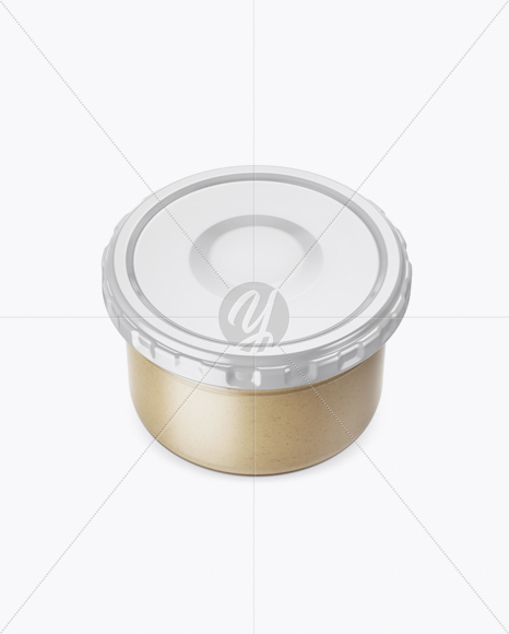 Clear Glass Cesar Sauce Jar Mockup (High-Angle Shot)