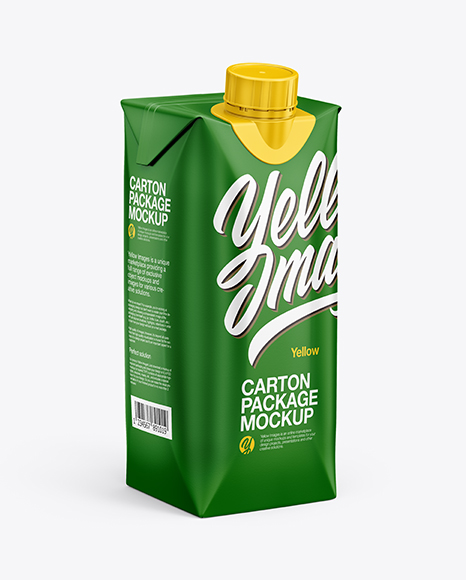 500ml Matte Carton Pack Mockup - Half Side View