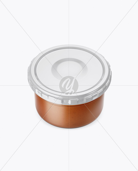 Clear Glass Sauce Jar Mockup (High-Angle Shot)