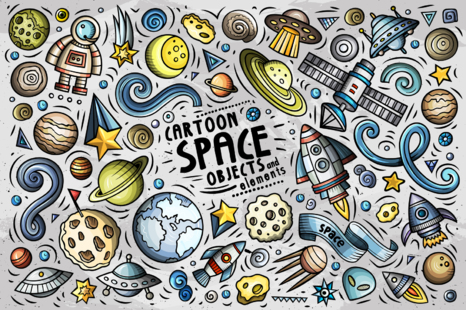 Space Cartoon Objects Set - Fun elements