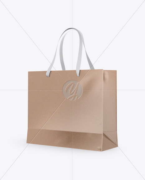 Kraft Bag with Raised Up Handles Mockup - Half Side View