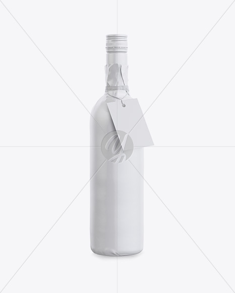 Wine Bottle in Glossy Paper Wrap W/ Label Mockup