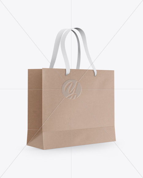 Kraft Bag with Raised Up Handles Mockup - Half Side View