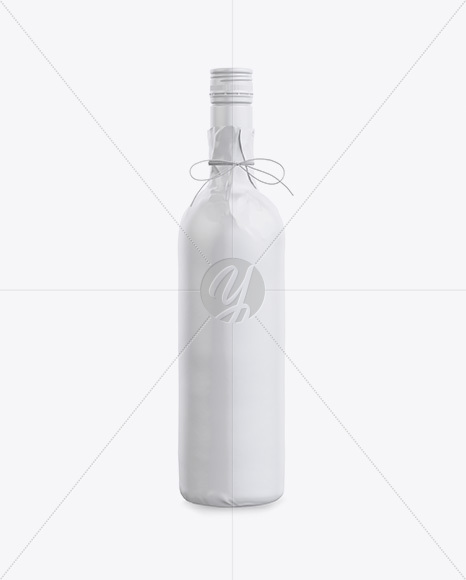 Wine Bottle in Glossy Paper Wrap Mockup