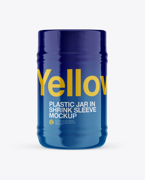 Plastic Jar in Shrink Sleeve Mockup - Front View