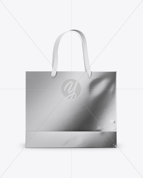 Metallic Bag with Raised Up Handles Mockup - Front & Top Views - Free