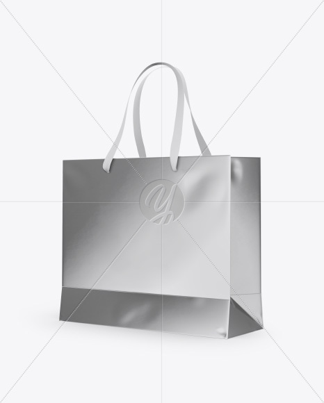 Metallic Bag with Raised Up Handles Mockup - Half Side View