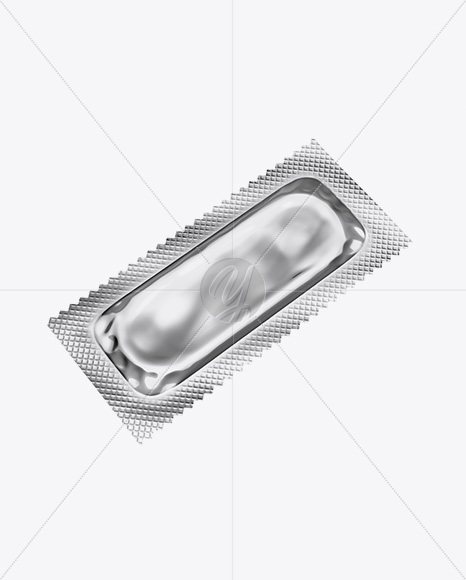 Metallic Condom Packaging Mockup - Half Side View