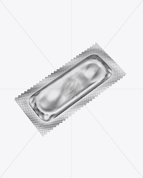 Matte Metallic Condom Packaging Mockup - Half Side View - Free Download