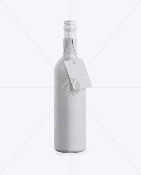 Wine Bottle in Kraft Paper Wrap W/ Label Mockup