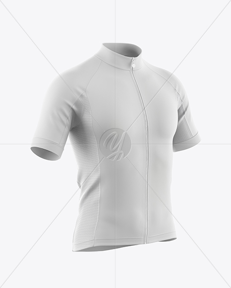 Men&#039;s Full-Zip Cycling Jersey Mockup - Half Side View