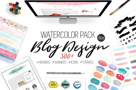 Watercolor Pack for Bloggers - Web banner