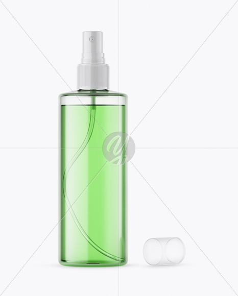 Opened Clear Spray Bottle with Green Liquid Mockup