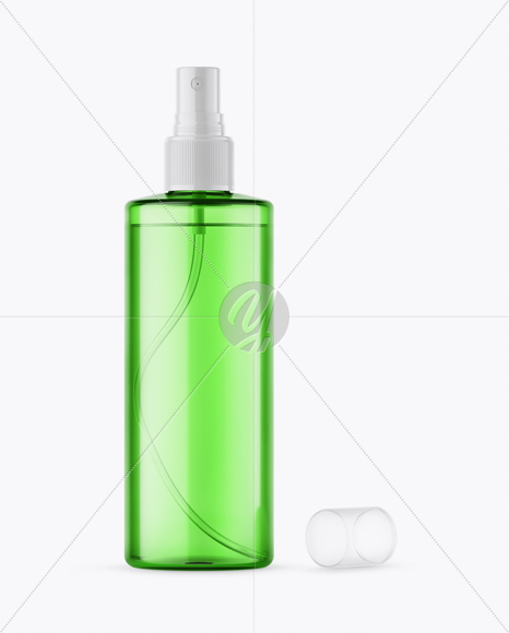 Opened Green Spray Bottle With Transparent Сap Mockup