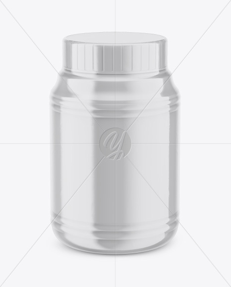 Plastic Jar in Shrink Sleeve Mockup - Front View (High-Angle Shot)