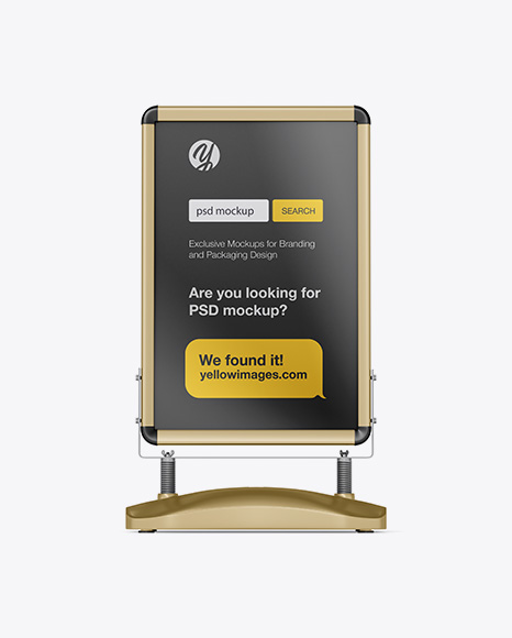 Metallic Pavement Stand Mockup - Front View - Pavement+Sign+Mockup+|+Exclusive+Mockups