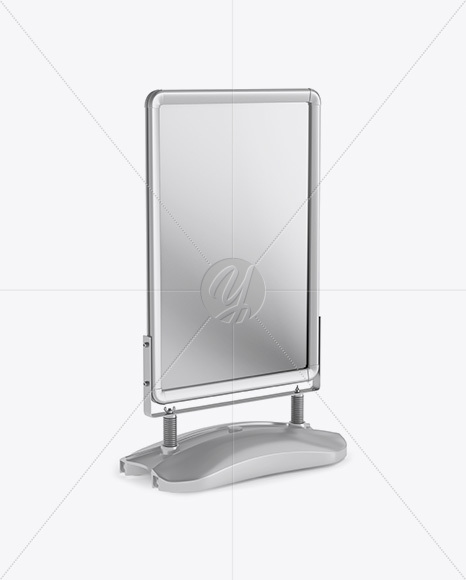 Metallic Pavement Stand Mockup - Half Side View - Free Download Images