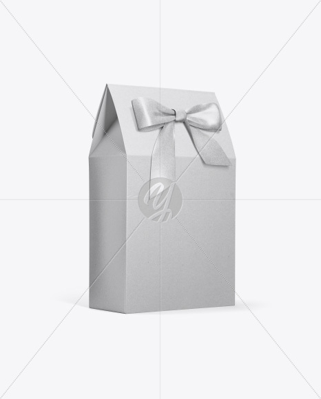 Kraft Paper Bag With Bow Mockup - Half Side View