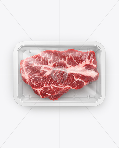 Plastic Tray With Marbled Beef Mockup - Top View - Free Download Images