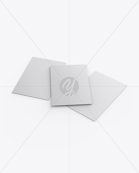 Three Textured Business Cards Mockup - Half Side View (High-Angle Shot)