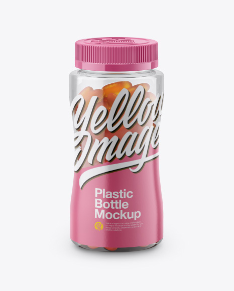 Bottle with Gummies Mockup - Front View (High-Angle Shot)