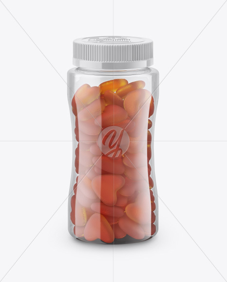 Bottle with Gummies Mockup - Front View (High-Angle Shot)