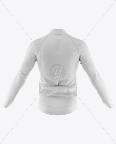 Men&#039;s Full-Zip Cycling Jersey With Long Sleeve Mockup - Back View