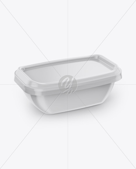 Plastic Container Mockup - Half Side View (High-Angle Shot)