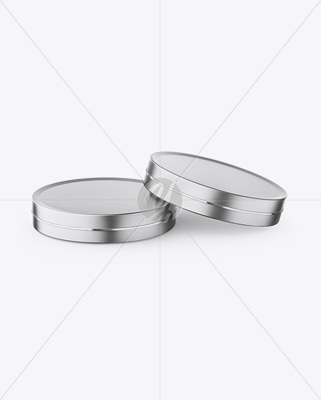 Two Metallic Round Cosmetic Jars Mockup Two Metallic Round Cosmetic Jars Mockup