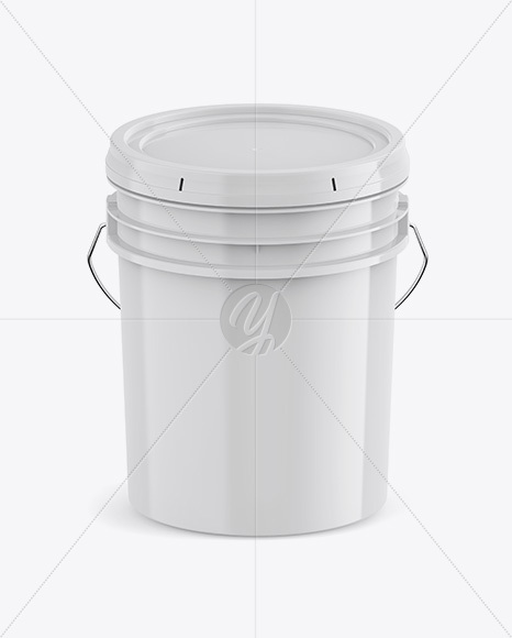 Glossy Plastic Bucket Mockup - Front View (High-Angle Shot)