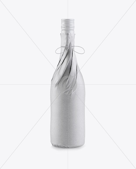Wine Bottle in Kraft Paper Wrap Mockup Wine Bottle in Kraft Paper Wrap Mockup