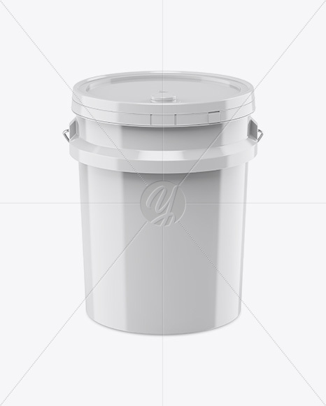 5L Glossy Paint Bucket Mockup - Front View (High-Angle Shot)