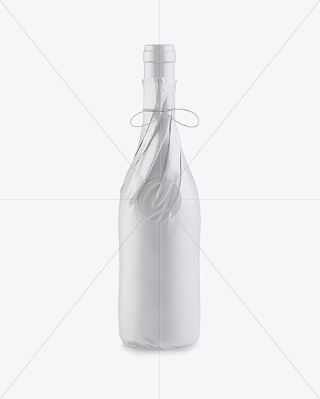 Wine Bottle in Glossy Paper Wrap Mockup