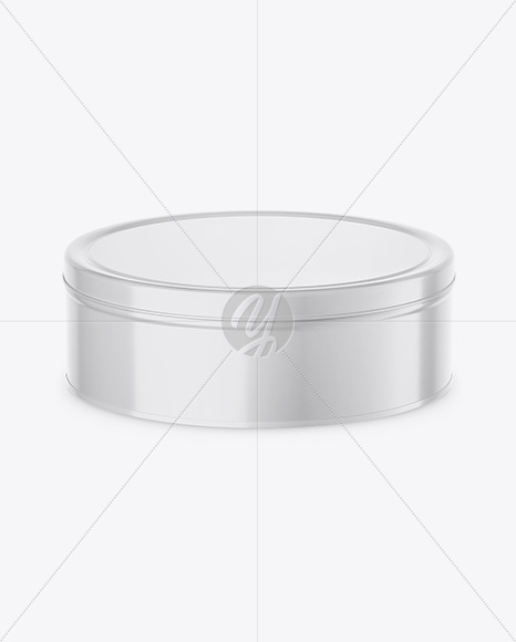 Glossy Round Tin Can Mockup (High-Angle Shot)