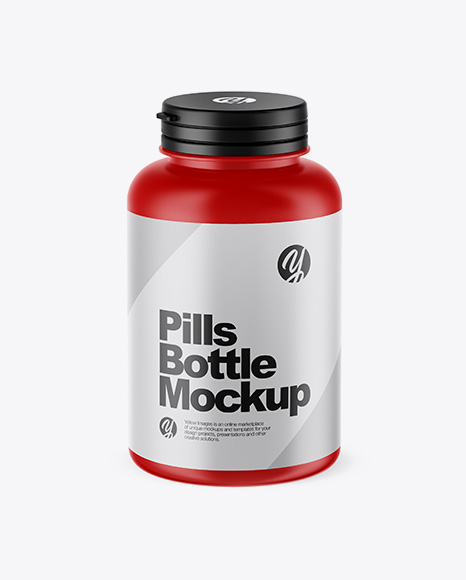 Matte Pills Bottle Mockup (High-Angle Shot) - Round+Plastic+Bottle+Mockup+High+Angle+Shot+In+Bottle+Mockups+On