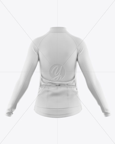 Women’s Full-Zip Cycling Jersey With Long Sleeve Mockup - Back View