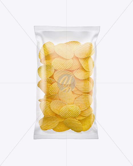 Clear Plastic Bag With Corrugated Potato Chips Mockup