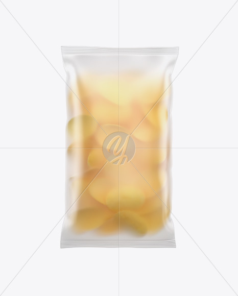 Frosted Plastic Bag With Potato Chips Mockup