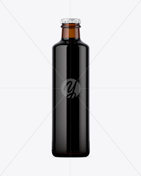 250ml Amber Glass Bottle w/ Dark Beer Mockup