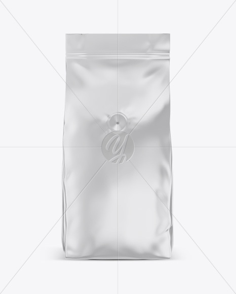 Glossy Coffee Bag with Valve Mockup - Front View