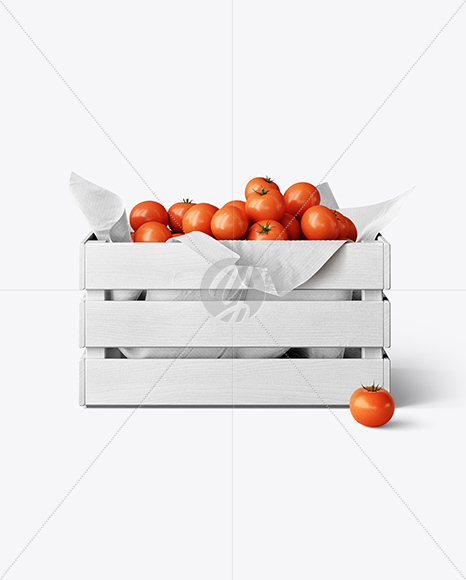 Wooden Crate With Tomatoes Mockup