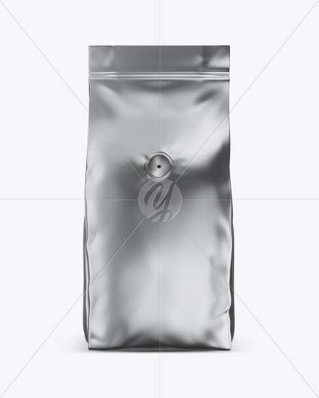 Matte Metallic Coffee Bag with Valve Mockup - Front View